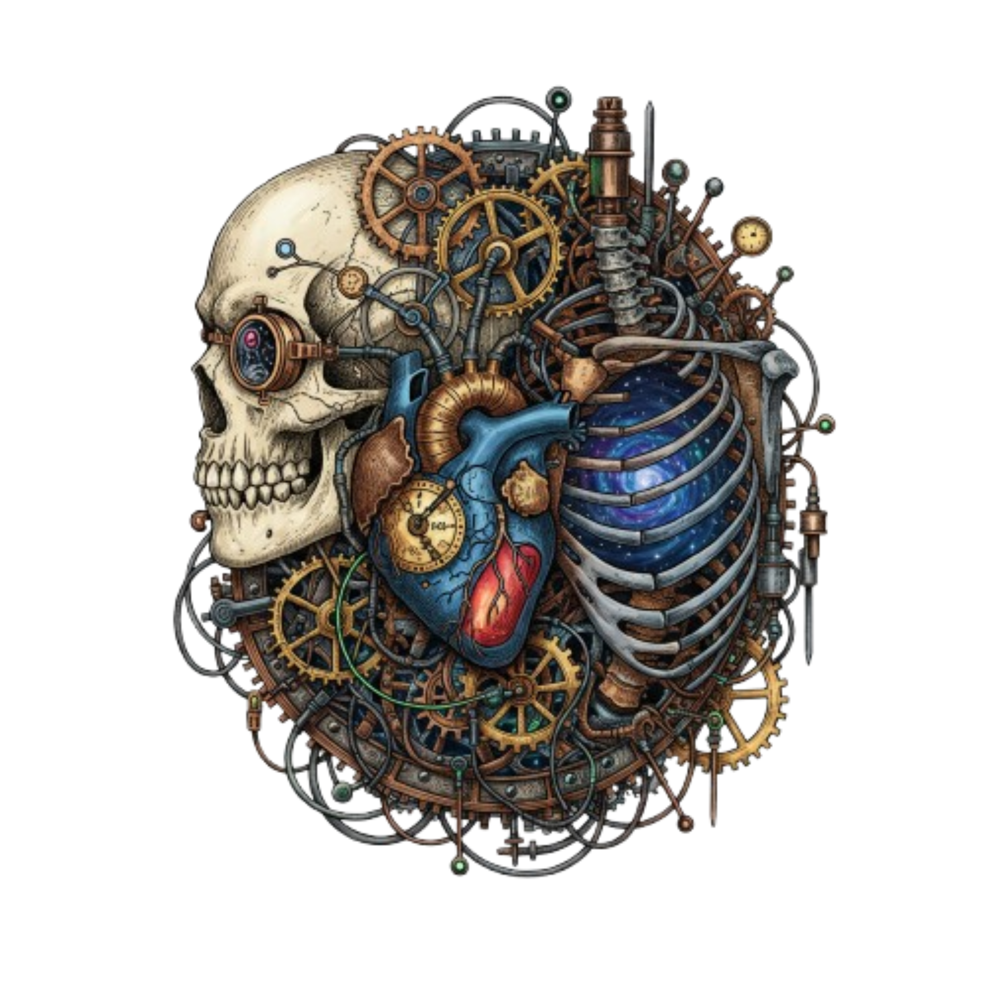 Eternal Mechanics Steampunk Skull Heart T-shirt for Unique Style - D O U T A I N E