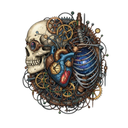 Eternal Mechanics Steampunk Skull Heart T-shirt for Unique Style - D O U T A I N E