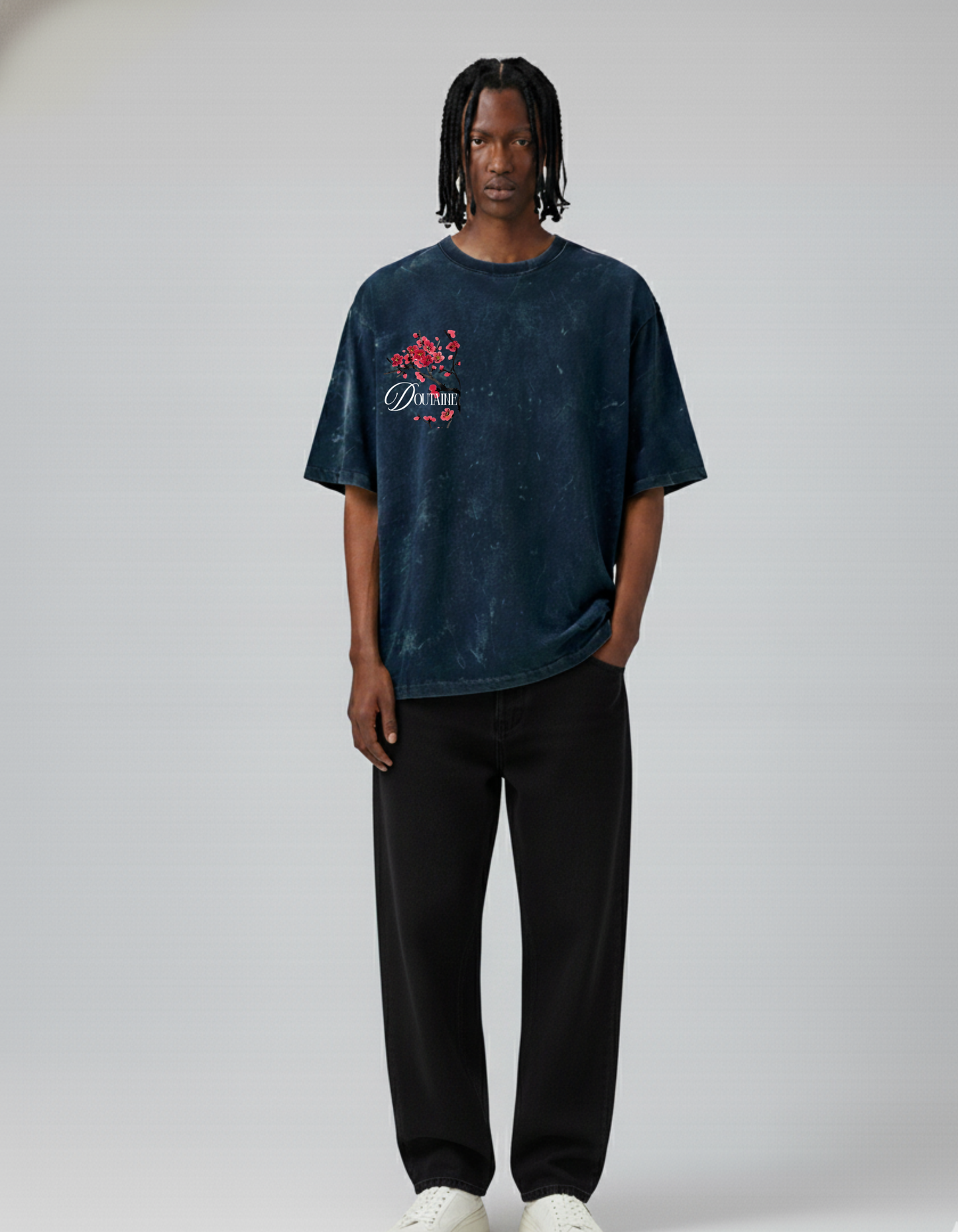 Zen Bloom-Acid Wash Oversized T-shirt - D O U T A I N E