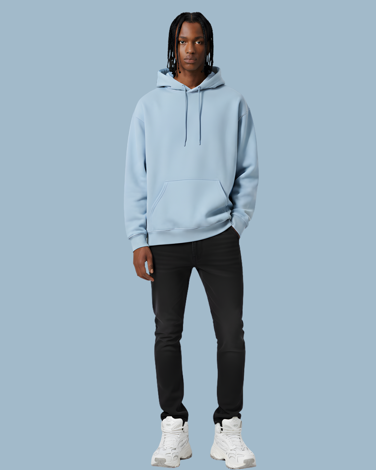 Baby Blue Minimal Hoodie – Premium Heavyweight Regular Fit - D O U T A I N E