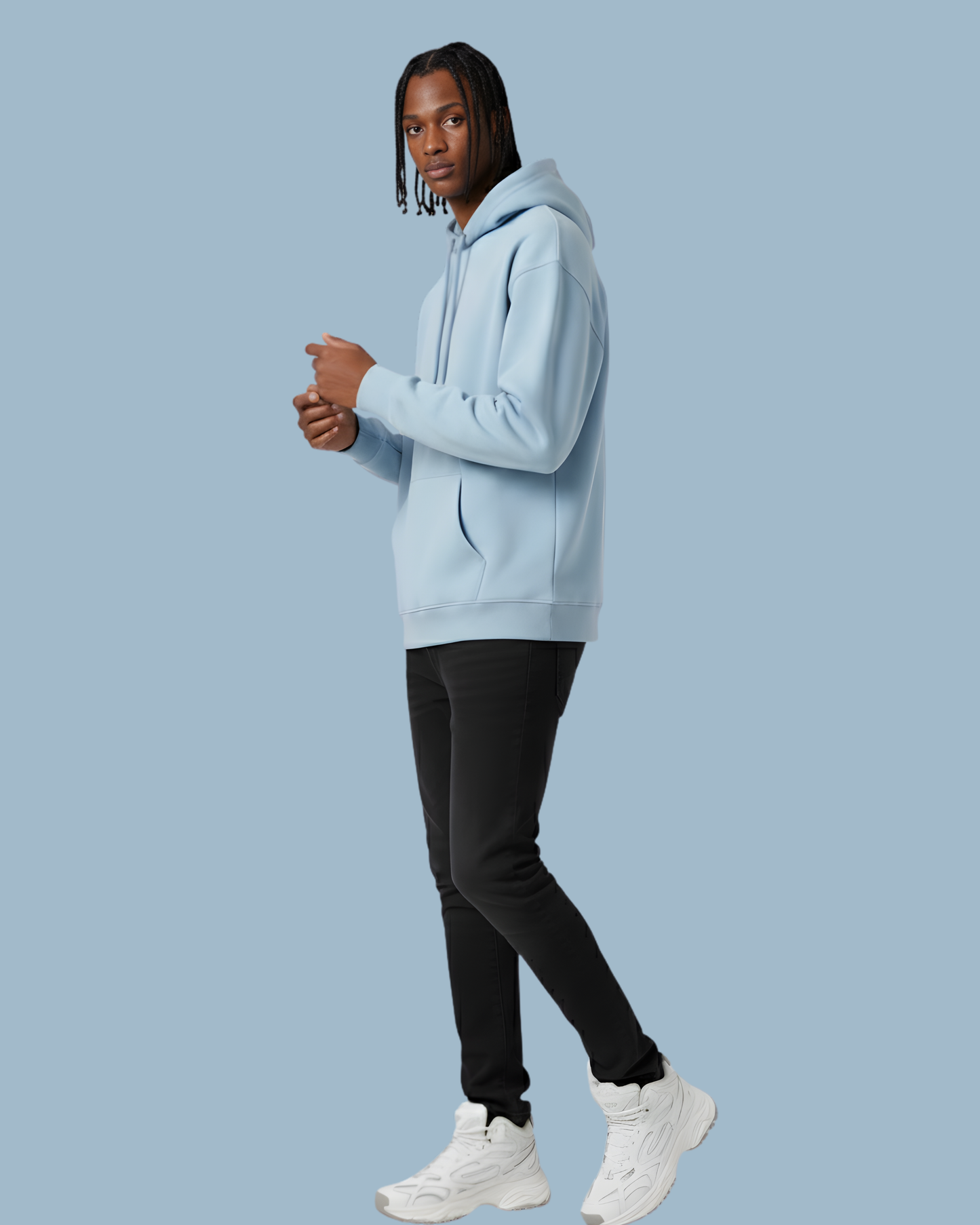 Baby Blue Minimal Hoodie – Premium Heavyweight Regular Fit - D O U T A I N E