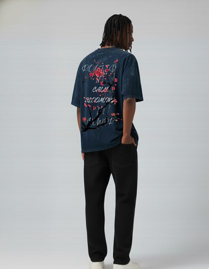 Zen Bloom-Acid Wash Oversized T-shirt - D O U T A I N E