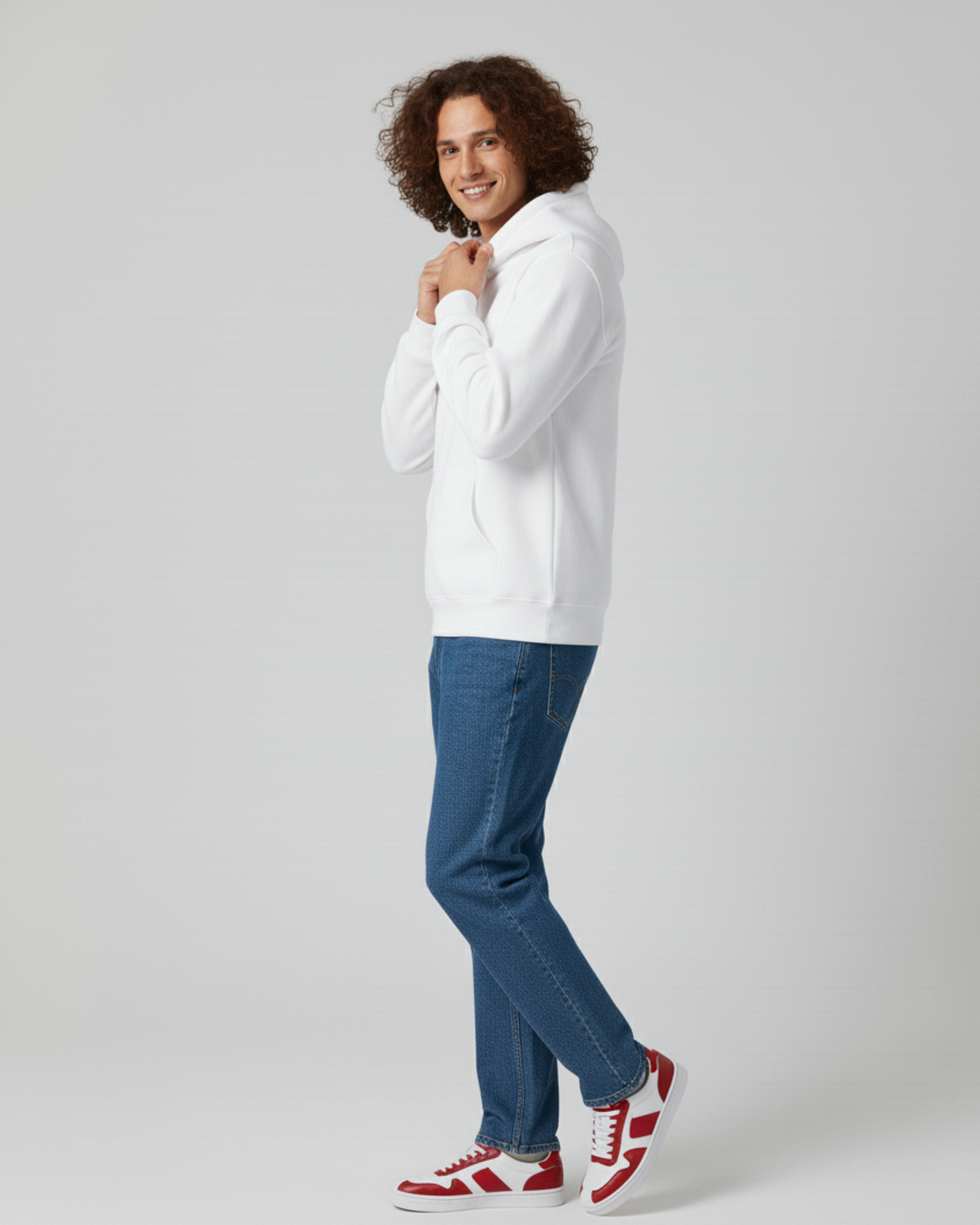 DOUTAINE-White Hoodie For Men's & Women's - D O U T A I N E