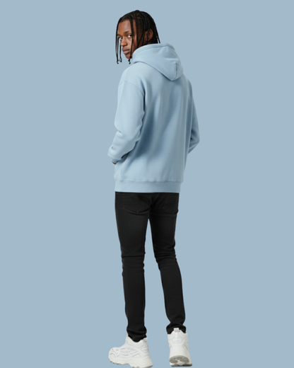 Baby Blue Minimal Hoodie – Premium Heavyweight Regular Fit - D O U T A I N E