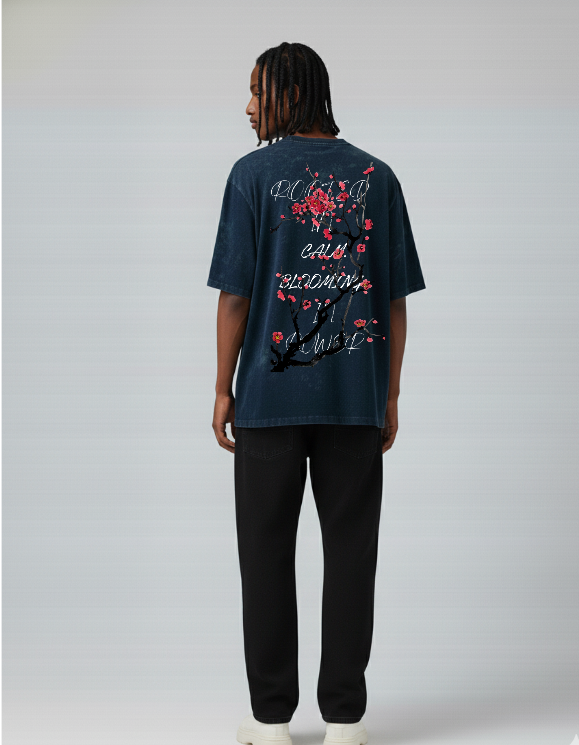 Zen Bloom-Acid Wash Oversized T-shirt - D O U T A I N E