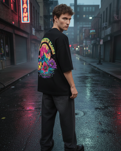 Astral Bloom Graphic Oversized T-Shirt
