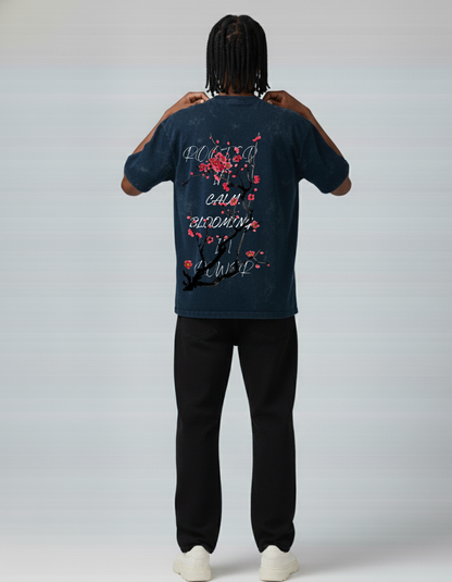 Zen Bloom-Acid Wash Oversized T-shirt - D O U T A I N E