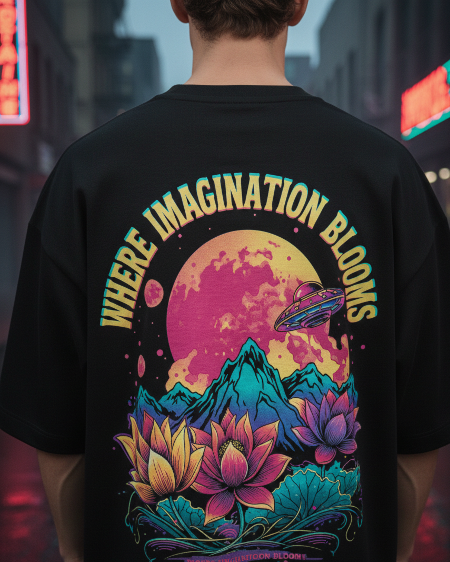 Astral Bloom Graphic Oversized T-Shirt