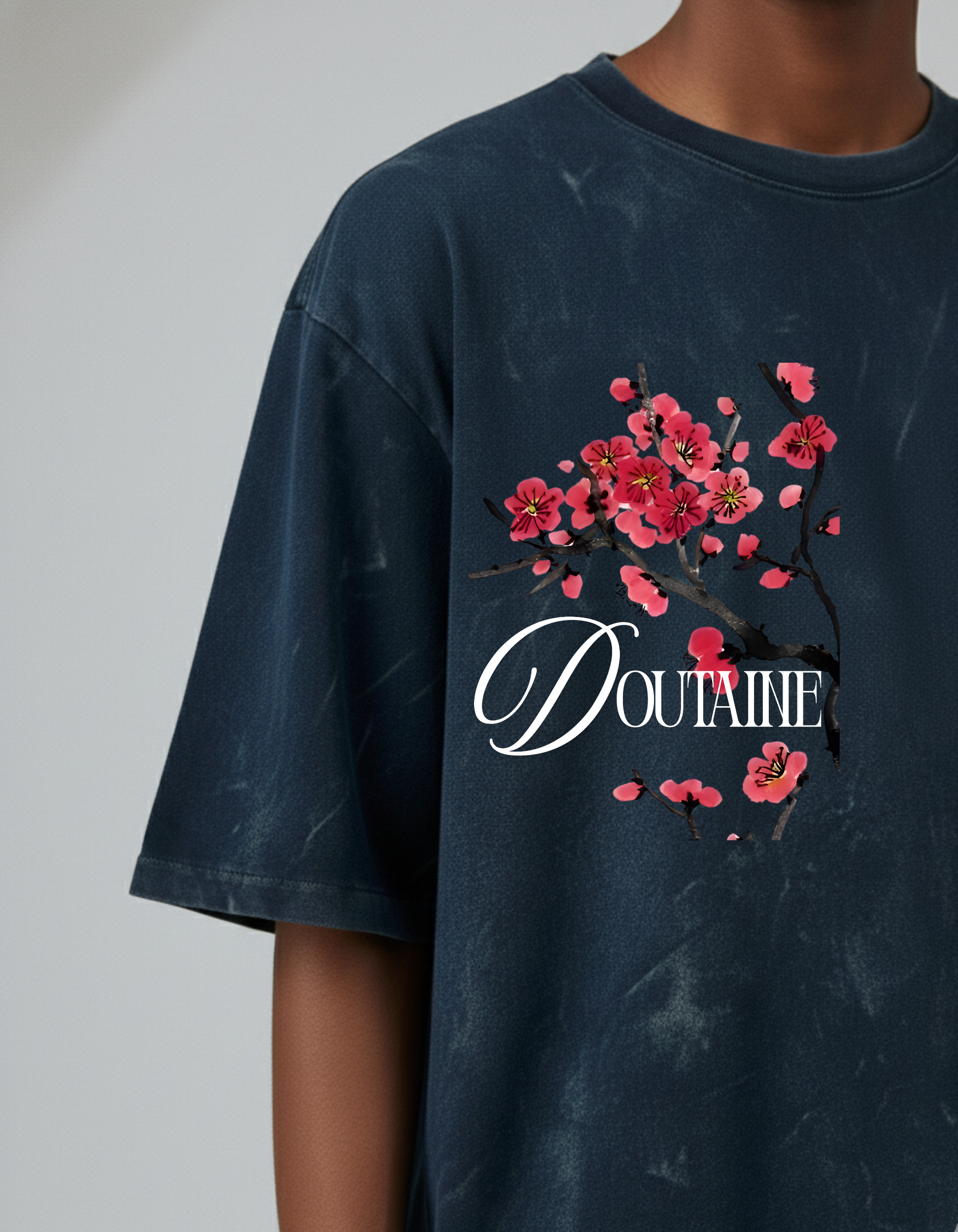 Zen Bloom-Acid Wash Oversized T-shirt - D O U T A I N E