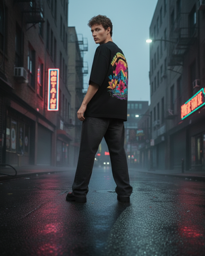 Astral Bloom Graphic Oversized T-Shirt